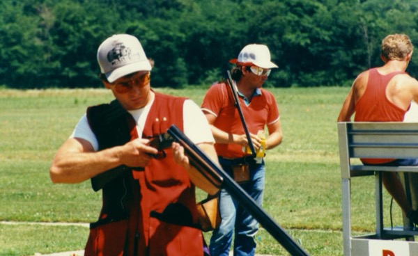 Greg Oldsen, DeWitt, finishes a doubles event, Indiana State Shoot at Fortville.